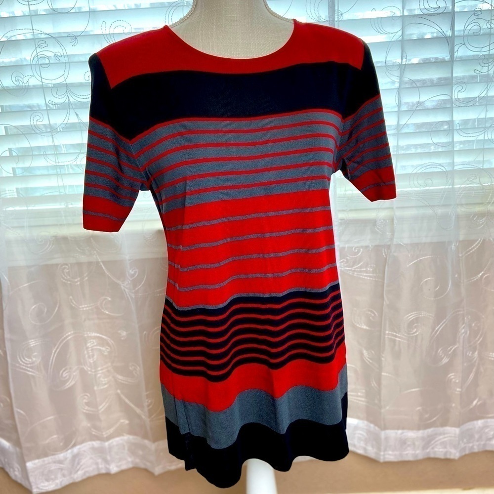 Misook Striped Acrylic Petite Medium Top